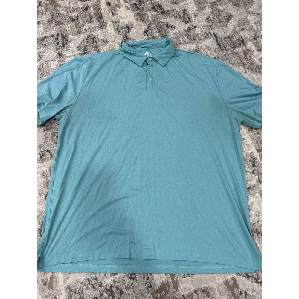 Burlebo Mens Performance Polo Shirt 2XL Teal Heather Short Sleeve Stretch Golf